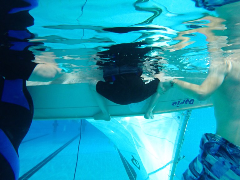 die Beinarbeit unter Wasser ist auch sehr wichtig